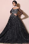 Buy_Nitya Bajaj_Black Organza Silk Off Shoulder Gown _at_Aza_Fashions
