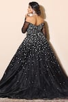 Shop_Nitya Bajaj_Black Organza Silk Off Shoulder Gown _at_Aza_Fashions