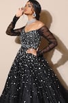 Nitya Bajaj_Black Organza Silk Off Shoulder Gown _Online_at_Aza_Fashions