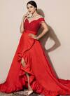 Shop_Nitya Bajaj_Red Tafetta Silk Ruffle Gown_at_Aza_Fashions