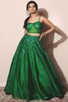 Buy_Nitya Bajaj_Green Organza Sweetheart Neck Embellished Lehenga Set _at_Aza_Fashions