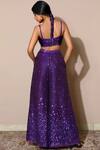 Shop_Nitya Bajaj_Purple Organza Crop Top Square Top Shawl Embellished Palazzo Set _at_Aza_Fashions