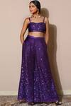 Buy_Nitya Bajaj_Purple Organza Crop Top Square Top Shawl Embellished Palazzo Set _Online_at_Aza_Fashions