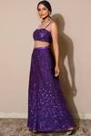 Shop_Nitya Bajaj_Purple Organza Crop Top Square Top Shawl Embellished Palazzo Set _Online_at_Aza_Fashions
