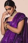 Nitya Bajaj_Purple Organza Square Neck Embellished Sharara Saree Set  _Online_at_Aza_Fashions