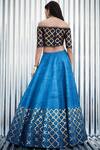 Shop_Dnu Priyal Prakash_Blue Raw Silk Embellished Lehenga Set_at_Aza_Fashions
