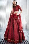 Buy_Dnu Priyal Prakash_Maroon Raw Silk Embellished Lehenga Set_at_Aza_Fashions