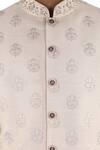 Sankalan - Men_Beige Moonga Silk Embroidered Sherwani Set_Online_at_Aza_Fashions