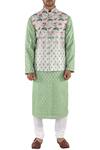 Buy_Sankalan - Men_White Dupion Silk Printed Bundi_at_Aza_Fashions
