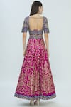 Shop_Vandana Sethi_Blue Dupion Raw Silk Leaf Neck Embroidered Bridal Lehenga Set _at_Aza_Fashions