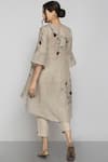 Shop_KAVERI_Beige Linen Embroidered Tunic_at_Aza_Fashions