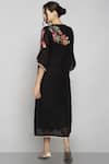 Shop_Kaveri_Black Linen Embroidered Dress_at_Aza_Fashions
