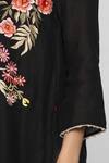 Shop_KAVERI_Black Linen Embroidery Floral V Tunic  _Online_at_Aza_Fashions