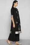 KAVERI_Black Linen Embroidered Kurta_Online_at_Aza_Fashions