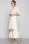 KAVERI_White Linen Embroidered Kurta_Online_at_Aza_Fashions