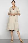 Buy_Kaveri_Beige Linen Midi Dress_at_Aza_Fashions