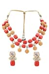 Shop_joules by radhika_Gold Plated Polki Stone Jewellery Set_at_Aza_Fashions