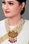 Buy_Joules by Radhika_Gold Plated Bead Temple Jewellery Set_at_Aza_Fashions