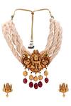 Shop_Joules by Radhika_Gold Plated Bead Temple Jewellery Set_at_Aza_Fashions