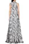 Shop_Limerick by Abirr N' Nanki_Grey Crepe High Printed Maxi Dress  _at_Aza_Fashions