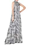 Limerick by Abirr N' Nanki_Grey Crepe High Printed Maxi Dress  _Online_at_Aza_Fashions