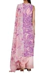 Shop_Limerick by Abirr N' Nanki_Pink Crepe Printed Saree  _at_Aza_Fashions