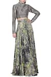 Buy_Limerick by Abirr N' Nanki_Grey Crepe Printed Maxi Skirt  _at_Aza_Fashions