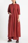 Buy Three Red Cotton Poplin Band Collar Jacket Tunic Online at Aza Fashions Buy_Three_Red Cotton Poplin Band Collar Jacket Tunic _Online_at_Aza_Fashions