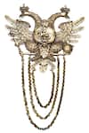 Shop_Cosa Nostraa_Gold Metal Antique Carved Phoenix Brooch _at_Aza_Fashions