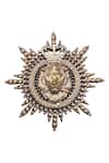 Shop_Cosa Nostraa_Gold Metal Antique Carved Lion Head Brooch_at_Aza_Fashions