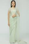 Buy_Avvantikaa S Parwani_Green Net Embellished Saree With Blouse_at_Aza_Fashions