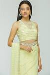 Buy_Avvantikaa S Parwani_Yellow Georgette Embellished Saree With Blouse_Online_at_Aza_Fashions