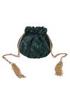 Ozel_Green Sequin Embellished Potli Bag_Online_at_Aza_Fashions