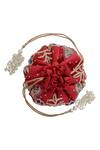 Shop_Ozel_Maroon Bead Satin Embroidered Potli Bag_at_Aza_Fashions