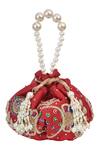 Buy_Ozel_Maroon Bead Satin Embroidered Potli Bag_at_Aza_Fashions