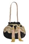 Buy_Ozel_Black Beads Velvet Potli Bag_at_Aza_Fashions