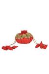 Ozel_Red Pearl Silk Potli Bag_Online_at_Aza_Fashions