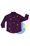 Buy_Partykles_Purple Cotton Embroidery Shirt_at_Aza_Fashions