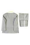 Shop_Partykles_Grey Knit Single Breasted Blazer _at_Aza_Fashions