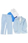 Buy_Partykles_Blue Gabardine Single Breasted Blazer Pant Set _at_Aza_Fashions