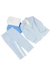 Partykles_Blue Gabardine Single Breasted Blazer Pant Set _Online_at_Aza_Fashions