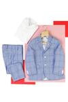 Buy_Partykles_Blue Terry Rayon Checkered Blazer Set _at_Aza_Fashions