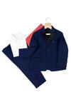 Buy_Partykles_Blue Terry Rayon Textured Blazer Set _at_Aza_Fashions