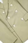 Buy_Partykles_Green Gabardine Double Breasted Blazer Set _Online_at_Aza_Fashions