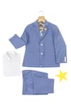 Buy_Partykles_Blue Terry Rayon Single Breasted Blazer Pant Set _at_Aza_Fashions