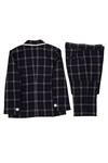 Shop_Partykles_Blue Terry Rayon Checkered Blazer Pant Set _at_Aza_Fashions