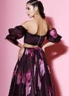 Shop_Mahima Mahajan_Purple Moss Crepe Sweetheart Neck Printed Skirt Set _at_Aza_Fashions