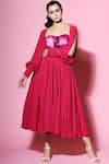 Buy_Mahima Mahajan_Pink Moss Crepe Embellished Midi Dress_at_Aza_Fashions