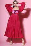 Shop_Mahima Mahajan_Pink Moss Crepe Embellished Midi Dress_at_Aza_Fashions