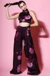 Buy_Mahima Mahajan_Purple Organza Halter Printed Pant Set _at_Aza_Fashions